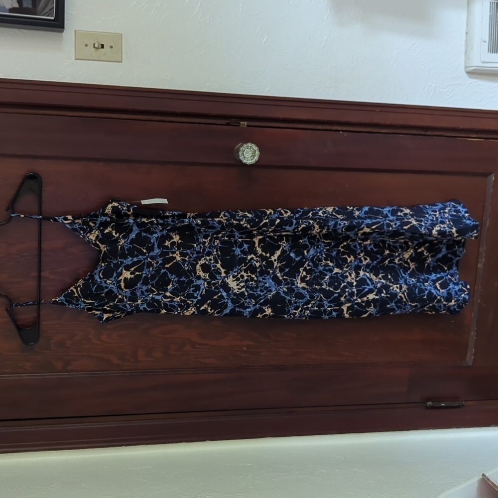 New with out Tags Daily Ritual Blue, Black & Cream Straight Dress Size Small